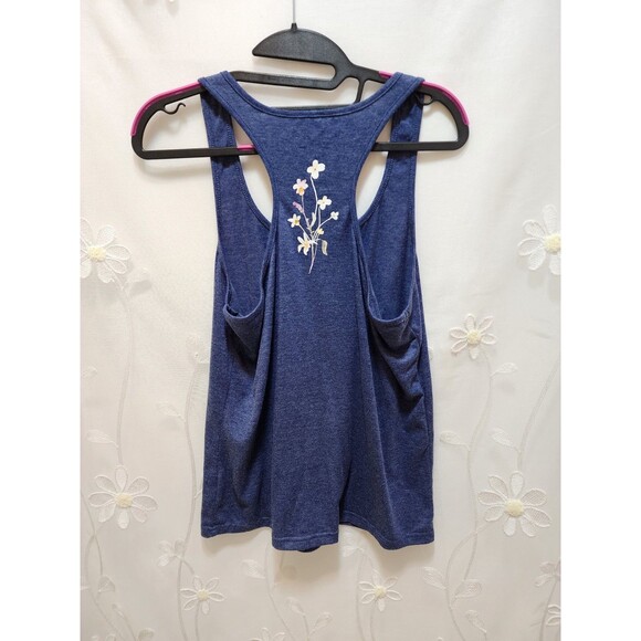 Womens Blue Medium Tank Top Racer Back Boho Floral Bloom Summer Garden Grapic - Picture 8 of 11